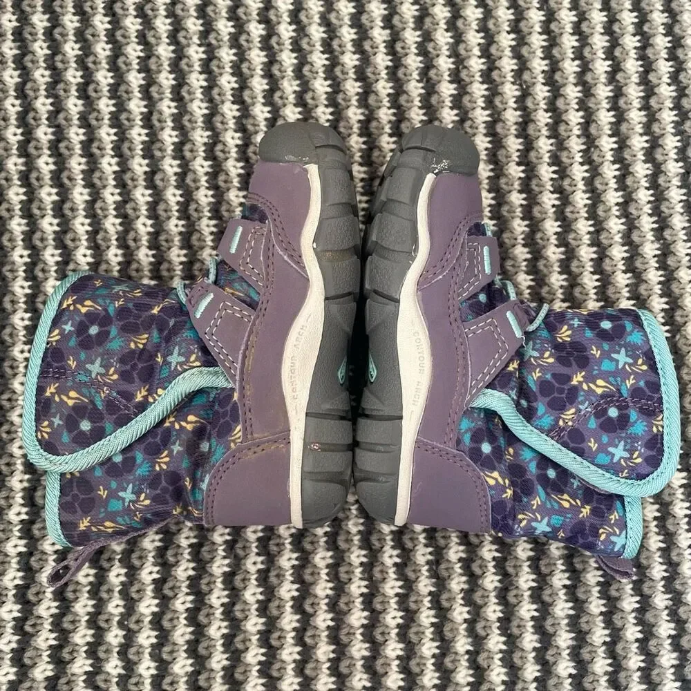 Keen Purple and Teal Floral Kids Winter Boots